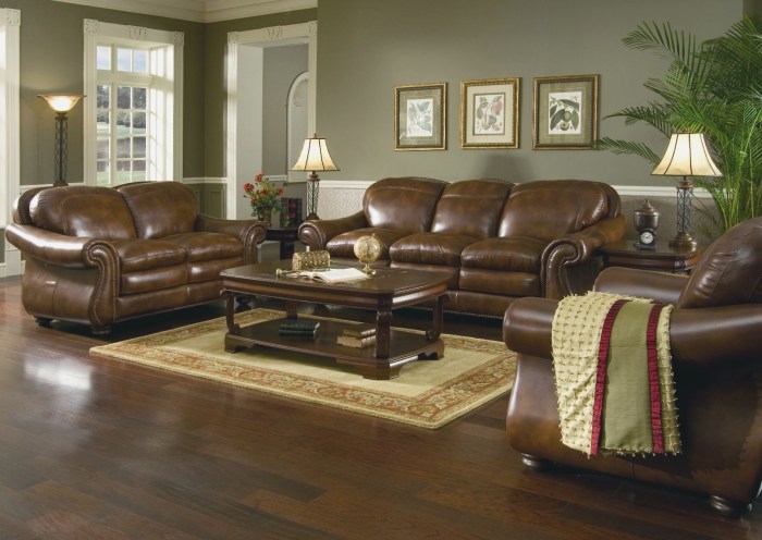 Brown Leather Couch Living Room Decor