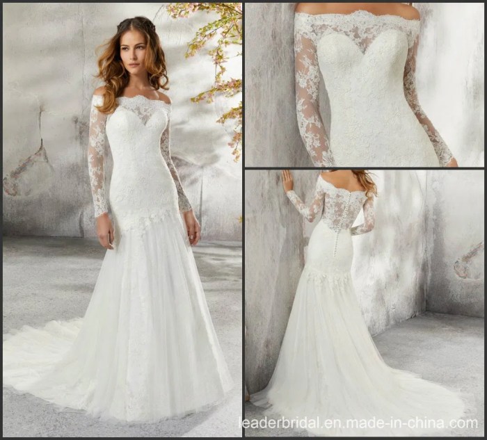 Long Sleeve Plunge Neck Wedding Dresses