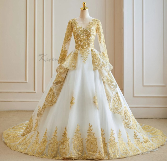 Ivory and gold wedding dresses