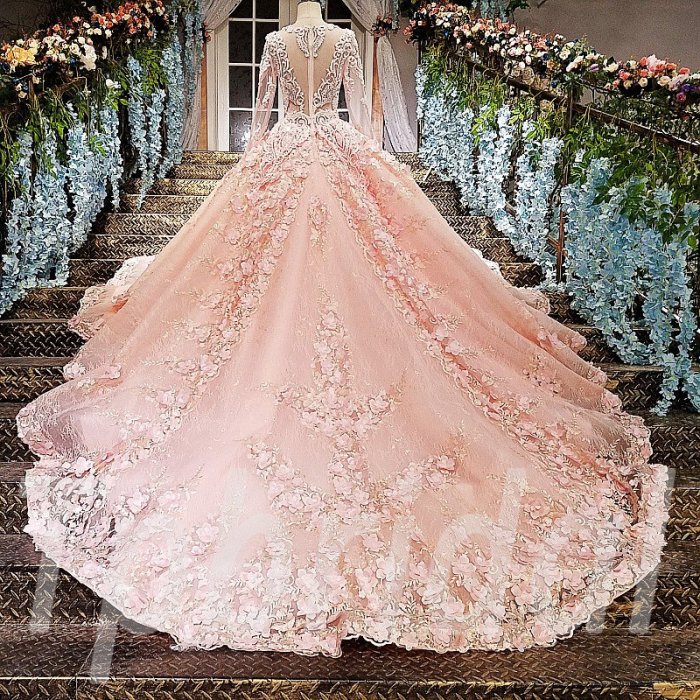 Light pink plus size wedding dresses