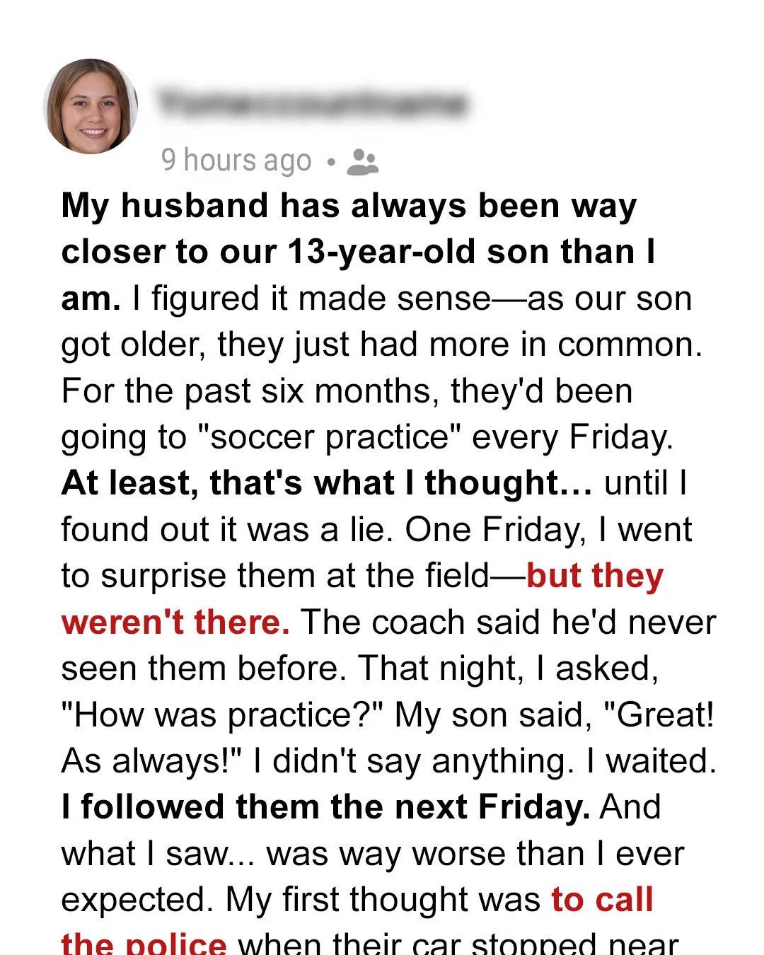 I Believed My Husband and Son Were at Football Practice Every Friday — Until the Truth Came to Light