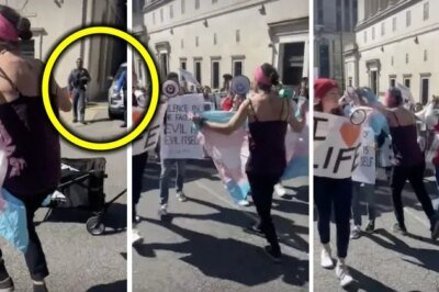 Activist Waving Transgender Flag Slams Into Pro-Life Marchers