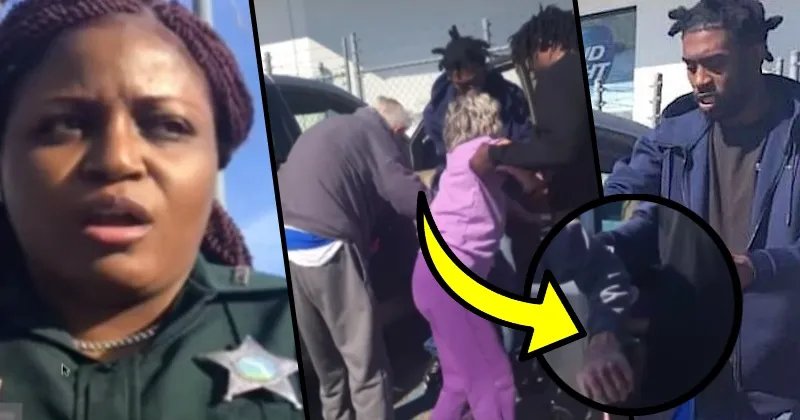 VIDEO: Deputy Jumps From Truck As 3 Men Grab Onto Struggling Elderly Couple