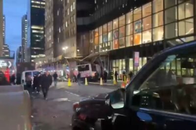 Bus crashes into scaffolding in Manhattan; 1 person injured, rushed to Bellevue Hospital