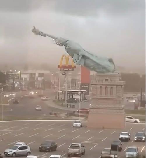 A 115-foot replica of the Statue of Liberty was toppled during a storm…See more