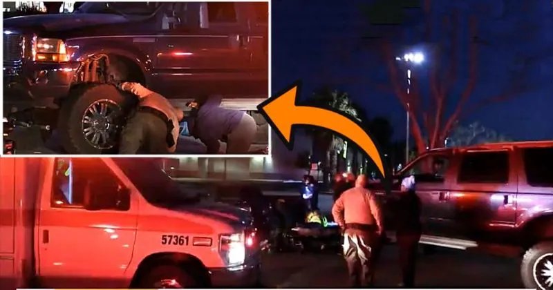 Thief Slides Under SUV For Catalytic Converter, It Starts Moving