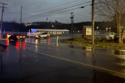 Pickup truck pulling trailer crashes into utility pole near Antioch Middle School during storm